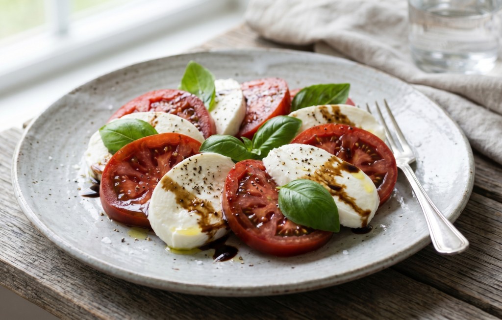Caprese Salad — fresh mozzarella, tomato, and basil